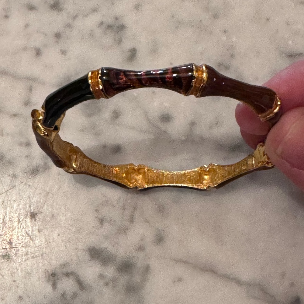 Bamboo enamel and gold bracelet, like new
